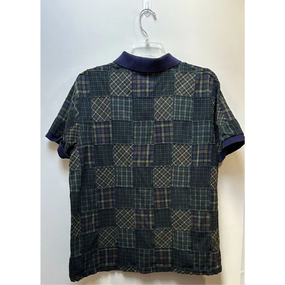Polo by Ralph Lauren VTG men’s blue green patchwork polo size Large #44-1738